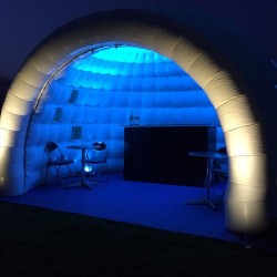 blue lights light up inflatable igloo bar