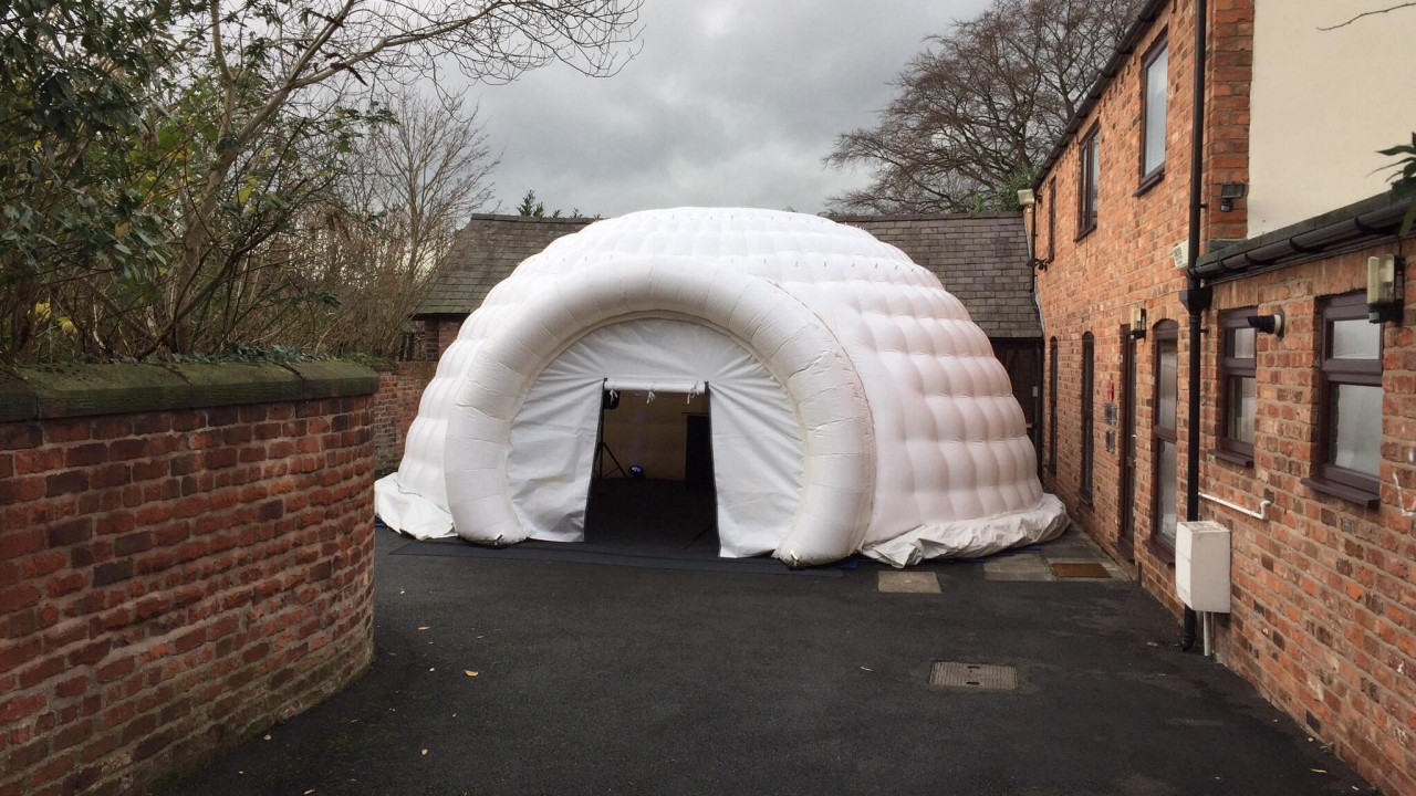 larger inflatable igloo outside