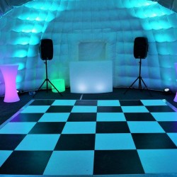 inside inflatable with dancefloor