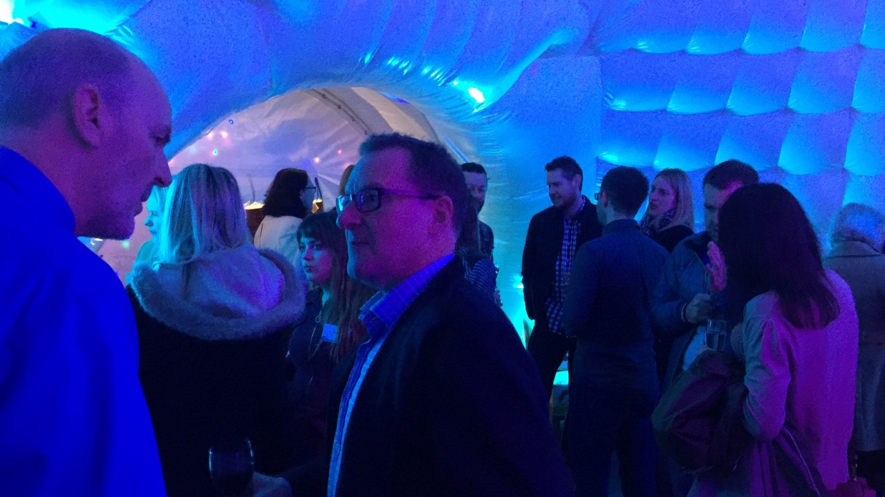 party in inflatable igloo